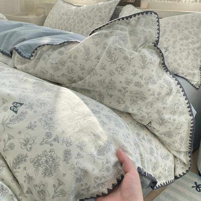 91家纺网 家纺一手货源 找家纺 浮光家居 2026新款全棉贝壳边纯棉单被套系列2 蝶恋花