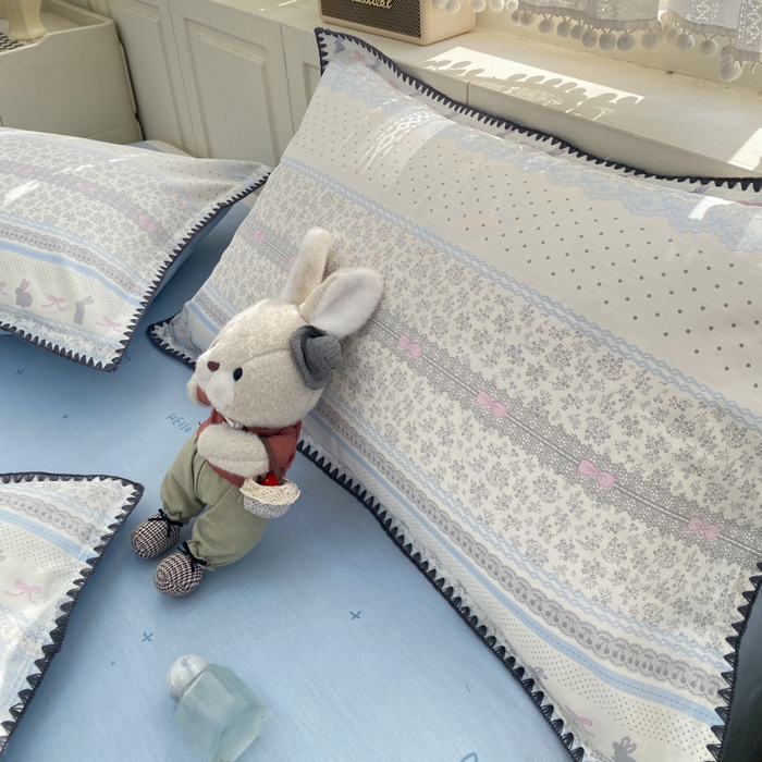 91家纺网 家纺一手货源 找家纺 浮光家居 2026新款全棉贝壳边纯棉单被套系列2 花边兔