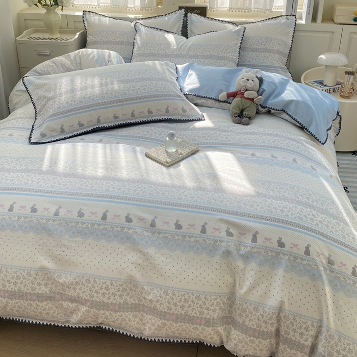 91家纺网 家纺一手货源 找家纺 浮光家居 2026新款全棉贝壳边纯棉单被套系列2 花边兔