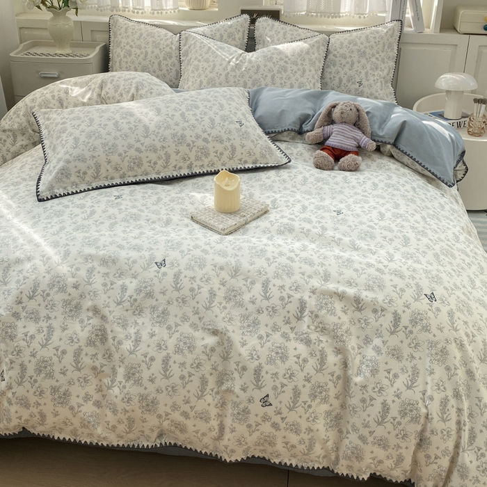 91家纺网 家纺一手货源 找家纺 浮光家居 2026新款全棉贝壳边纯棉单被套系列2 蝶恋花