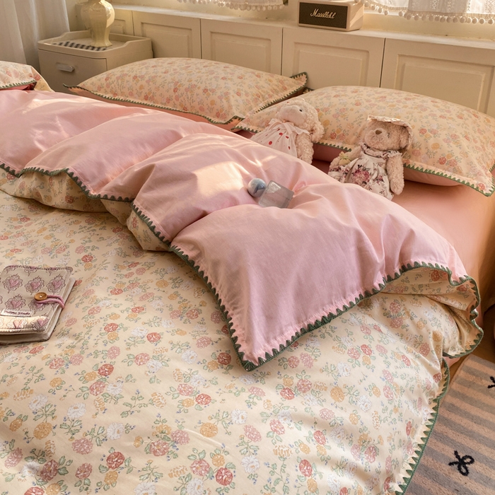 91家纺网 家纺一手货源 找家纺 浮光家居 2026新款全棉贝壳边纯棉单被套系列2 爱丽花园