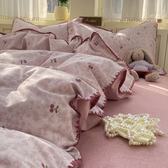 91家纺网 家纺一手货源 找家纺 浮光家居 2026新款全棉贝壳边纯棉单被套系列2 布歌紫