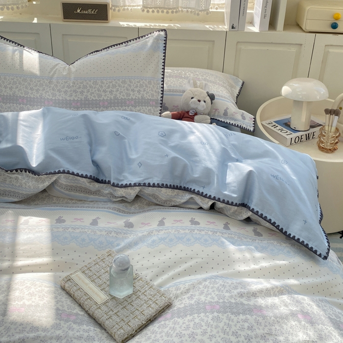 91家纺网 家纺一手货源 找家纺 浮光家居 2026新款全棉贝壳边纯棉单被套系列2 花边兔