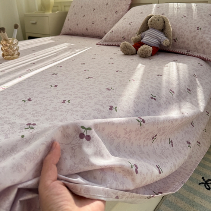 91家纺网 家纺一手货源 找家纺 浮光家居 2026新款全棉贝壳边纯棉单床单系列2 布歌紫