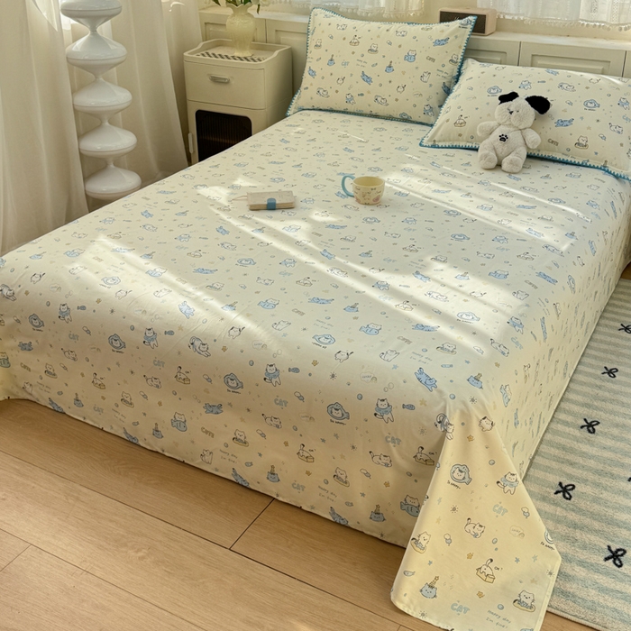 91家纺网 家纺一手货源 找家纺 浮光家居 2026新款全棉贝壳边纯棉单床单系列2 机灵猫