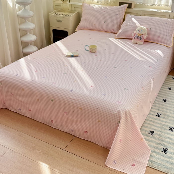 91家纺网 家纺一手货源 找家纺 浮光家居 2026新款全棉贝壳边纯棉单床单系列2 夏日恋格粉