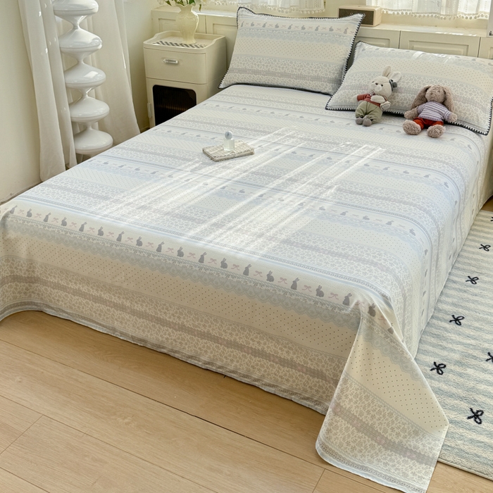 91家纺网 家纺一手货源 找家纺 浮光家居 2026新款全棉贝壳边纯棉单床单系列2 花边兔