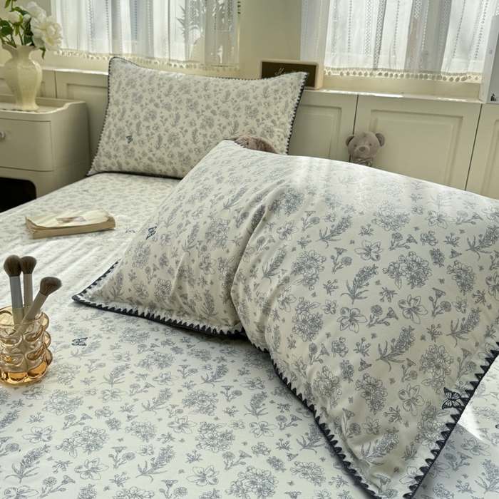 91家纺网 家纺一手货源 找家纺 浮光家居 2026新款全棉贝壳边纯棉单床单系列2 蝶恋花