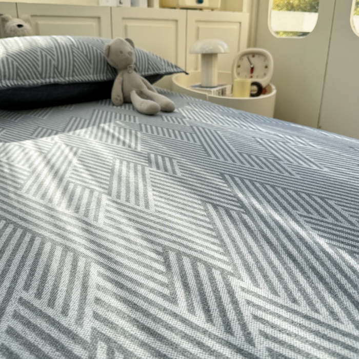 91家纺网 家纺一手货源 找家纺 浮光家居 2026新款全棉贝壳边纯棉单床单系列2 线韵时尚灰