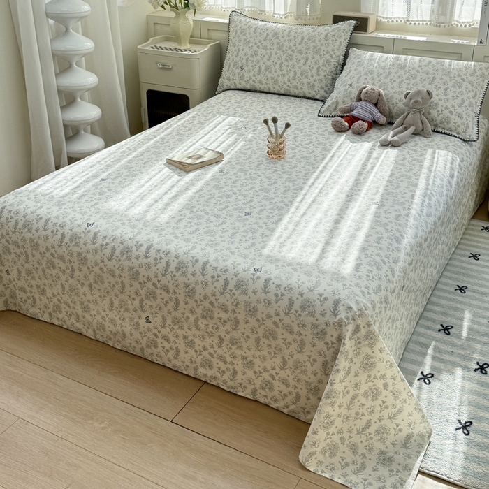 91家纺网 家纺一手货源 找家纺 浮光家居 2026新款全棉贝壳边纯棉单床单系列2 蝶恋花