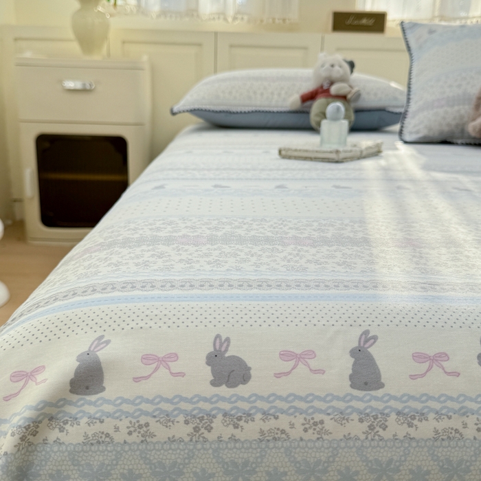 浮光家居 2026新款全棉贝壳边纯棉单床单系列2 花边兔