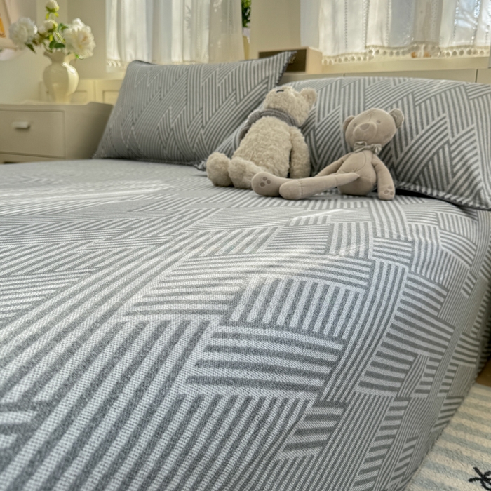 91家纺网 家纺一手货源 找家纺 浮光家居 2026新款全棉贝壳边纯棉单床单系列2 线韵时尚灰