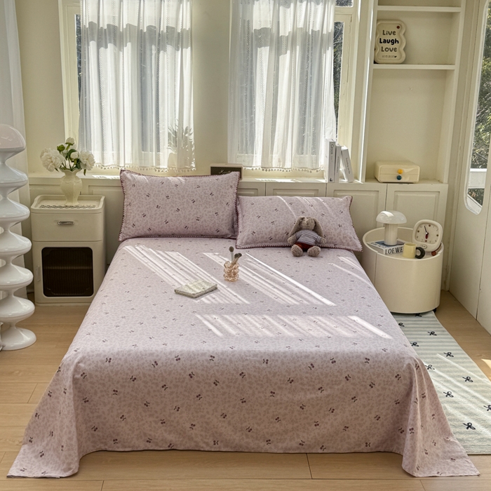 91家纺网 家纺一手货源 找家纺 浮光家居 2026新款全棉贝壳边纯棉单床单系列2 布歌紫