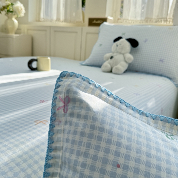 91家纺网 家纺一手货源 找家纺 浮光家居 2026新款全棉贝壳边纯棉单床单系列2 夏日恋格兰