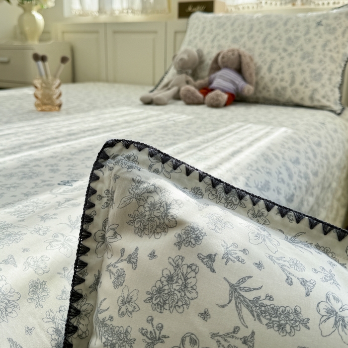 91家纺网 家纺一手货源 找家纺 浮光家居 2026新款全棉贝壳边纯棉单床单系列2 蝶恋花