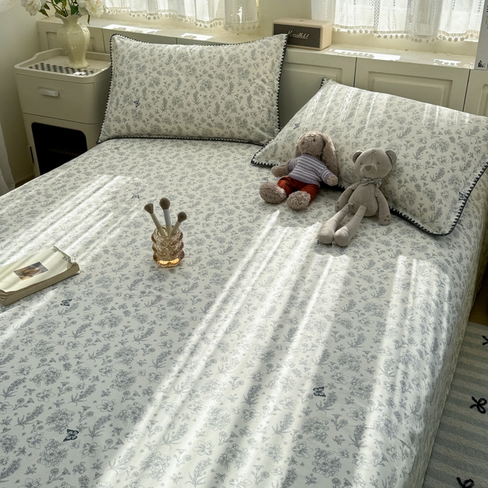 91家纺网 家纺一手货源 找家纺 浮光家居 2026新款全棉贝壳边纯棉单床单系列2 蝶恋花