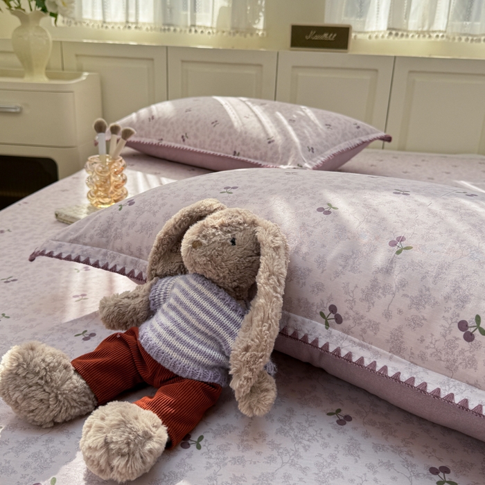 91家纺网 家纺一手货源 找家纺 浮光家居 2026新款全棉贝壳边纯棉单床单系列2 布歌紫