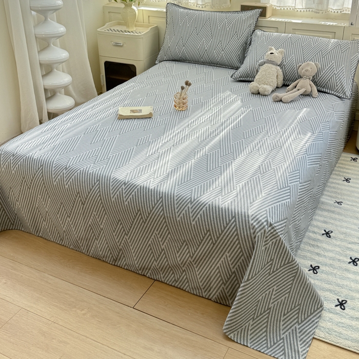 91家纺网 家纺一手货源 找家纺 浮光家居 2026新款全棉贝壳边纯棉单床单系列2 线韵时尚灰