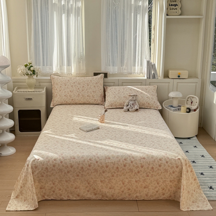 91家纺网 家纺一手货源 找家纺 浮光家居 2026新款全棉贝壳边纯棉单床单系列2 爱丽花园