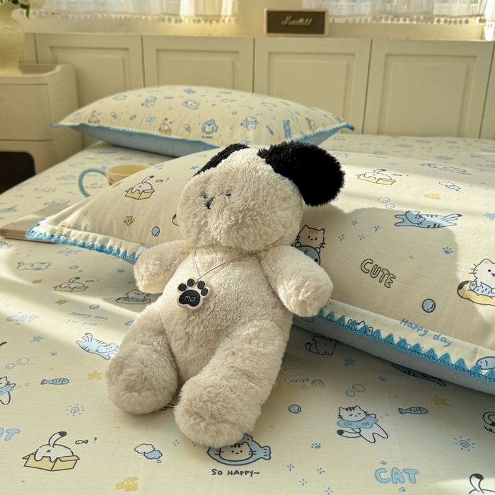 91家纺网 家纺一手货源 找家纺 浮光家居 2026新款全棉贝壳边纯棉单床单系列2 机灵猫