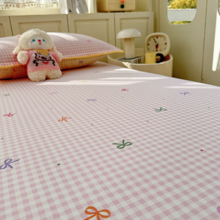 91家纺网 家纺一手货源 找家纺 浮光家居 2026新款全棉贝壳边纯棉单床单系列2 夏日恋格粉