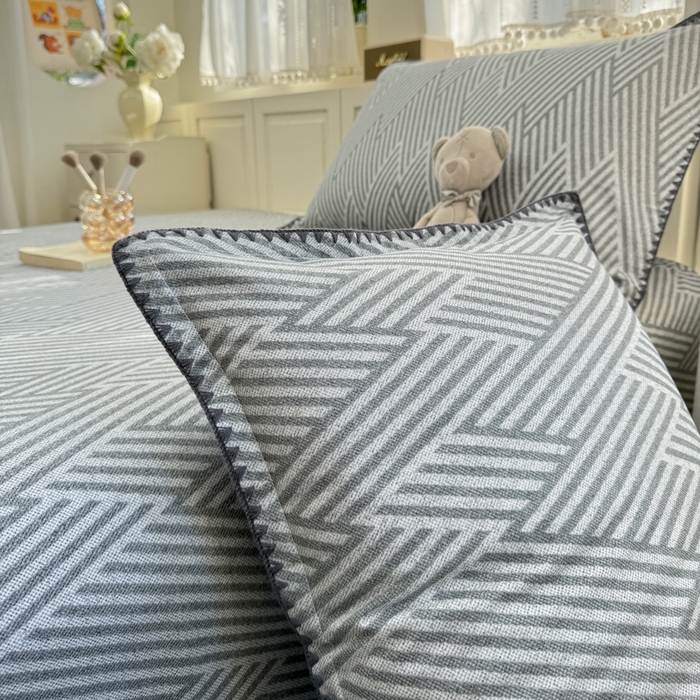 91家纺网 家纺一手货源 找家纺 浮光家居 2026新款全棉贝壳边纯棉单床单系列2 线韵时尚灰