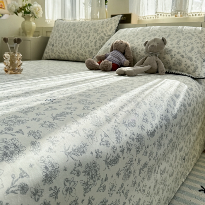 91家纺网 家纺一手货源 找家纺 浮光家居 2026新款全棉贝壳边纯棉单床单系列2 蝶恋花