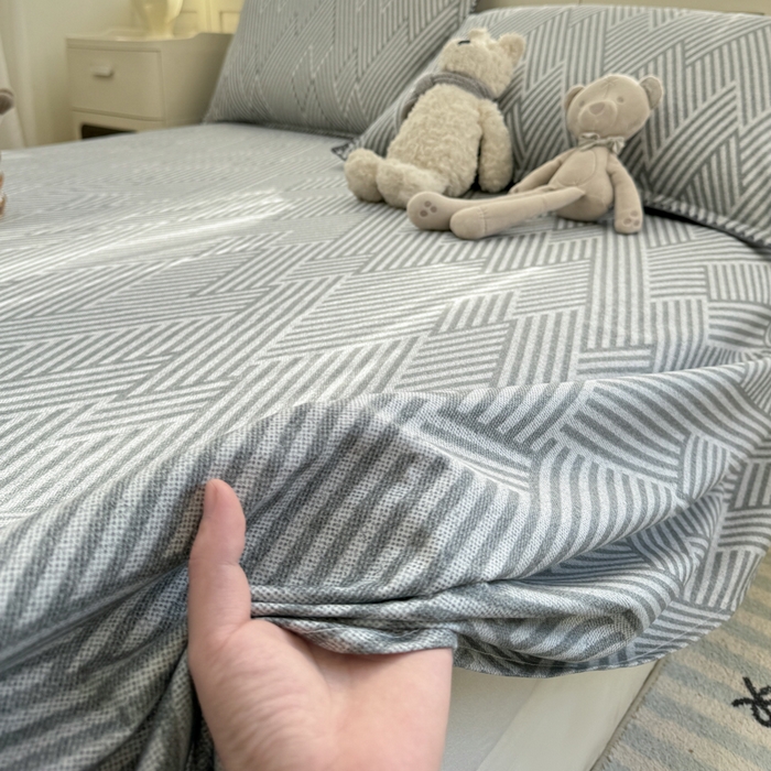 91家纺网 家纺一手货源 找家纺 浮光家居 2026新款全棉贝壳边纯棉单床单系列2 线韵时尚灰