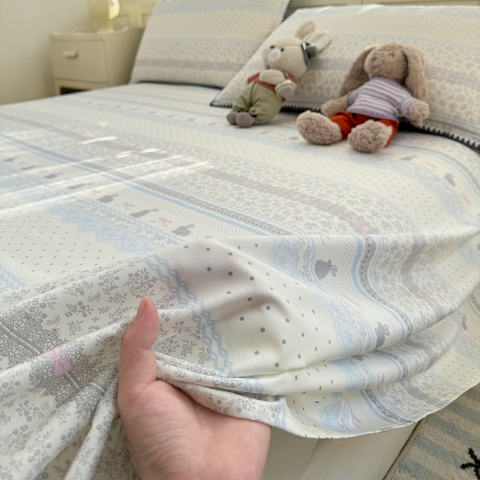 91家纺网 家纺一手货源 找家纺 浮光家居 2026新款全棉贝壳边纯棉单床单系列2 花边兔