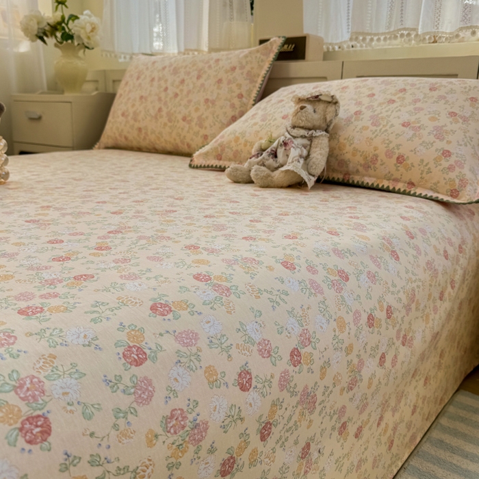 91家纺网 家纺一手货源 找家纺 浮光家居 2026新款全棉贝壳边纯棉单床单系列2 爱丽花园