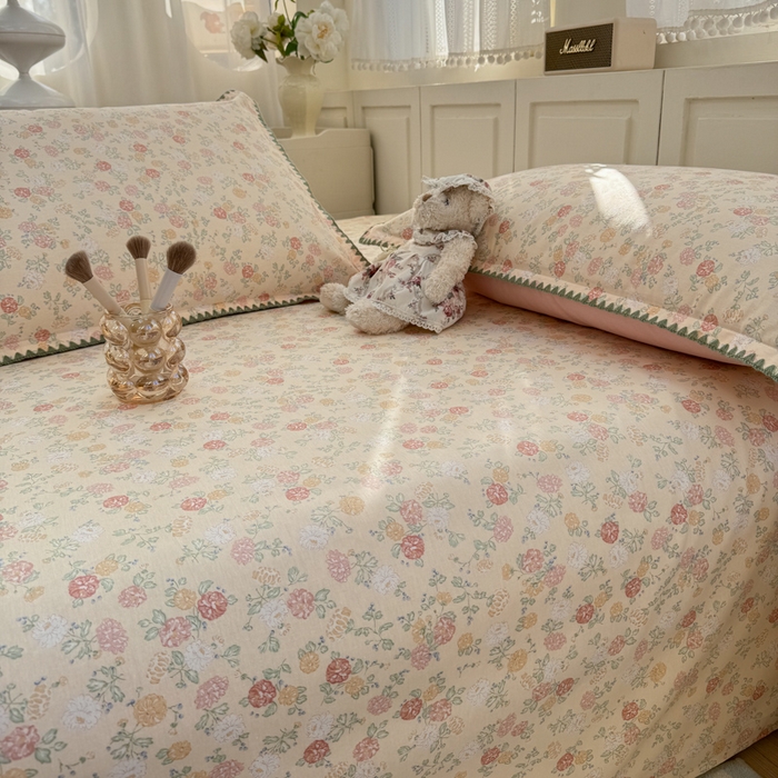 91家纺网 家纺一手货源 找家纺 浮光家居 2026新款全棉贝壳边纯棉单床单系列2 爱丽花园