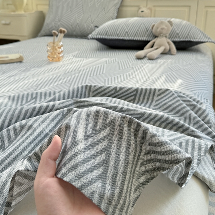 91家纺网 家纺一手货源 找家纺 浮光家居 2026新款全棉贝壳边纯棉单床单系列2 线韵时尚灰