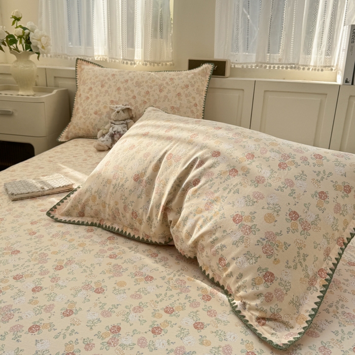 91家纺网 家纺一手货源 找家纺 浮光家居 2026新款全棉贝壳边纯棉单床单系列2 爱丽花园