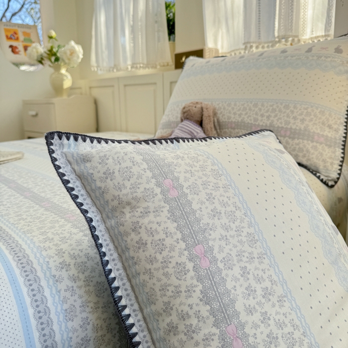 91家纺网 家纺一手货源 找家纺 浮光家居 2026新款全棉贝壳边纯棉单床单系列2 花边兔