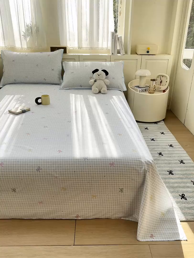 91家纺网 家纺一手货源 找家纺 浮光家居 2026新款全棉贝壳边纯棉单床单系列2 夏日恋格兰