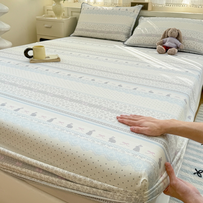 91家纺网 家纺一手货源 找家纺 浮光家居 2026新款全棉贝壳边纯棉单床笠系列2 花边兔