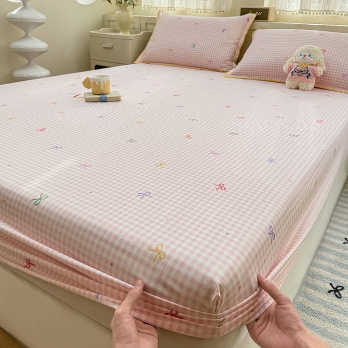 91家纺网 家纺一手货源 找家纺 浮光家居 2026新款全棉贝壳边纯棉单床笠系列2 夏日恋格粉