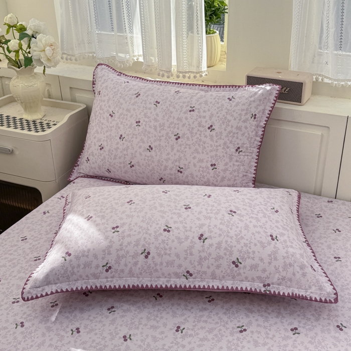 91家纺网 家纺一手货源 找家纺 浮光家居 2026新款全棉贝壳边纯棉单床笠系列2 布歌紫