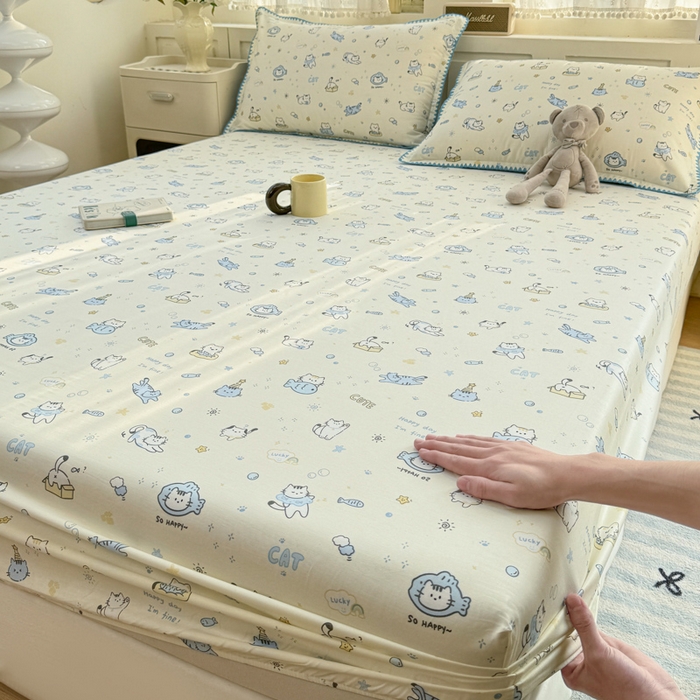 91家纺网 家纺一手货源 找家纺 浮光家居 2026新款全棉贝壳边纯棉单床笠系列2 机灵猫