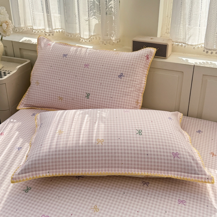 91家纺网 家纺一手货源 找家纺 浮光家居 2026新款全棉贝壳边纯棉单床笠系列2 夏日恋格粉