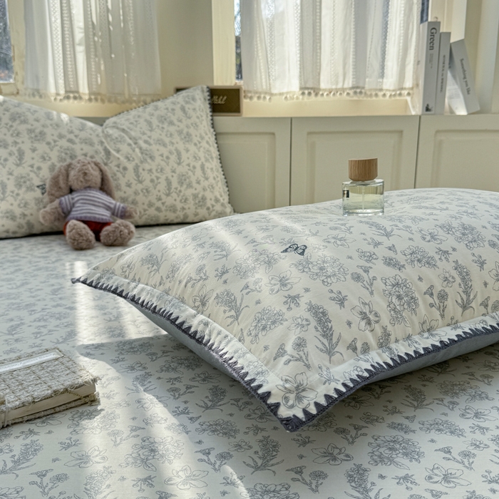 91家纺网 家纺一手货源 找家纺 浮光家居 2026新款全棉贝壳边纯棉单床笠系列2 蝶恋花