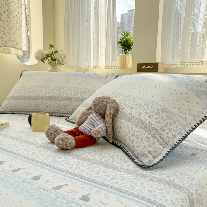 91家纺网 家纺一手货源 找家纺 浮光家居 2026新款全棉贝壳边纯棉单床笠系列2 花边兔