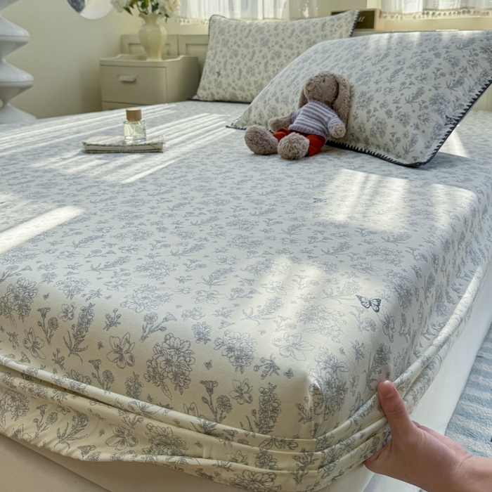 91家纺网 家纺一手货源 找家纺 浮光家居 2026新款全棉贝壳边纯棉单床笠系列2 蝶恋花