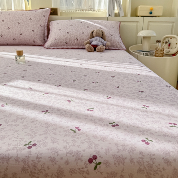 91家纺网 家纺一手货源 找家纺 浮光家居 2026新款全棉贝壳边纯棉单床笠系列2 布歌紫