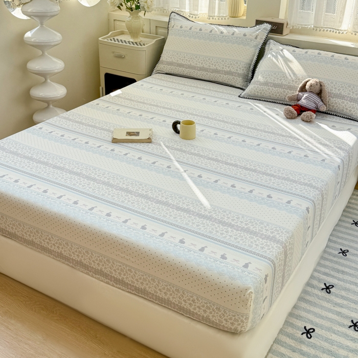 91家纺网 家纺一手货源 找家纺 浮光家居 2026新款全棉贝壳边纯棉单床笠系列2 花边兔