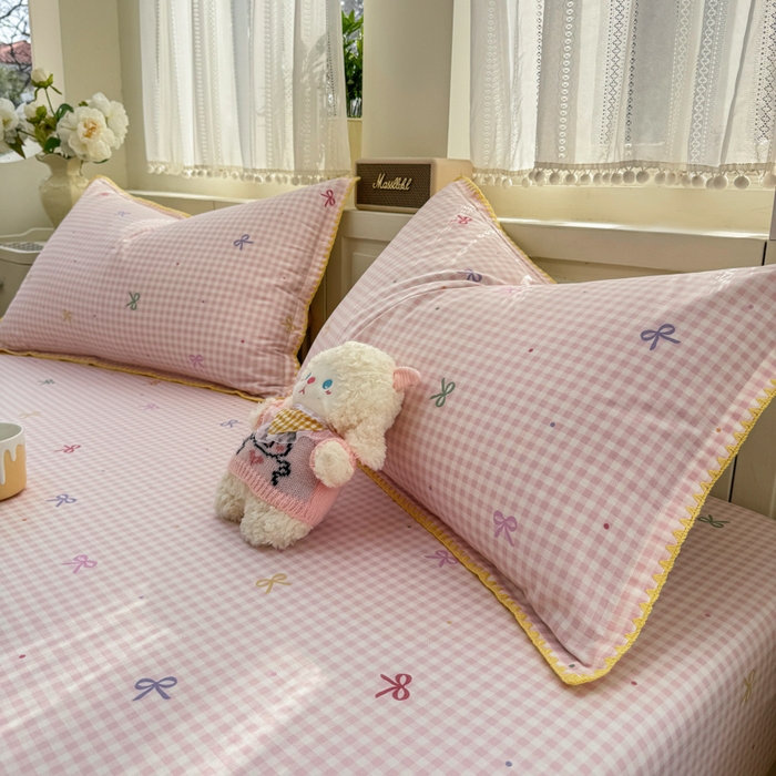 91家纺网 家纺一手货源 找家纺 浮光家居 2026新款全棉贝壳边纯棉单床笠系列2 夏日恋格粉