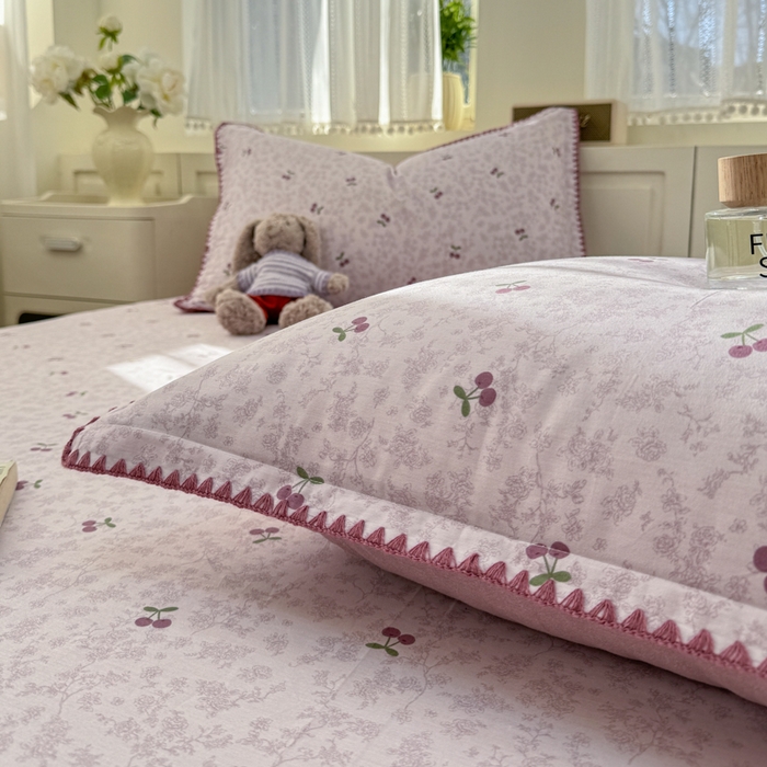 91家纺网 家纺一手货源 找家纺 浮光家居 2026新款全棉贝壳边纯棉单床笠系列2 布歌紫