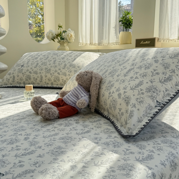 91家纺网 家纺一手货源 找家纺 浮光家居 2026新款全棉贝壳边纯棉单床笠系列2 蝶恋花