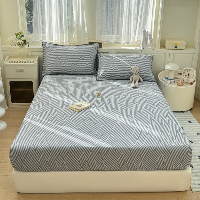 91家纺网 家纺一手货源 找家纺 浮光家居 2026新款全棉贝壳边纯棉单床笠系列2 线韵时尚灰