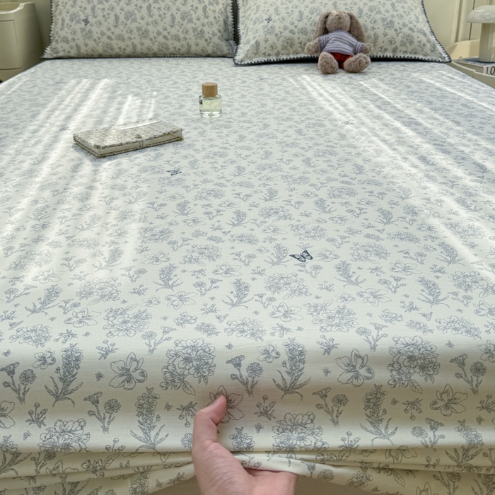 91家纺网 家纺一手货源 找家纺 浮光家居 2026新款全棉贝壳边纯棉单床笠系列2 蝶恋花